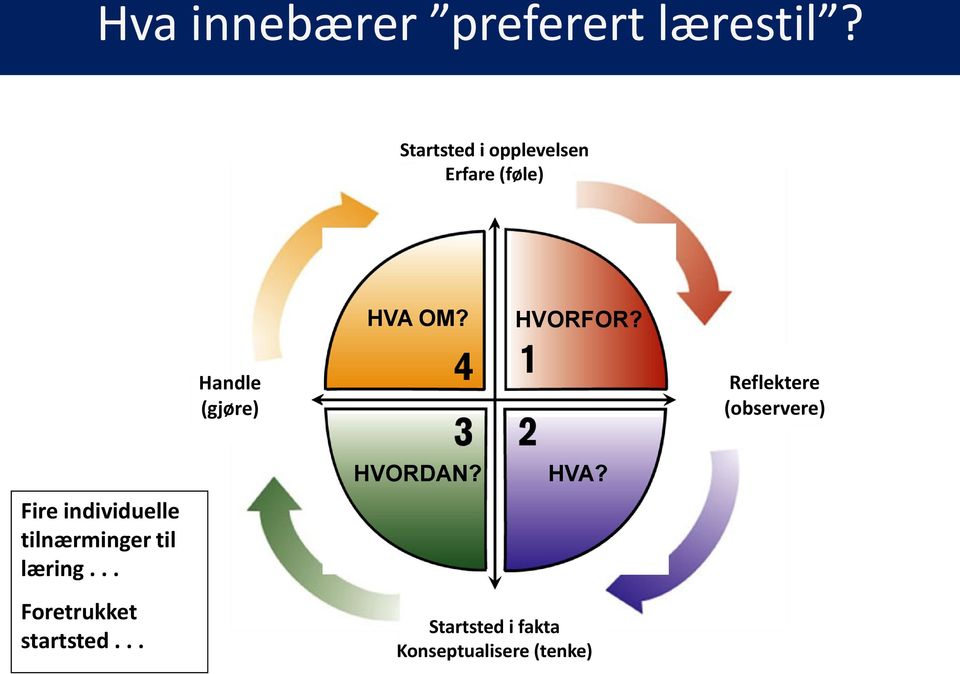 Handle (gjøre) Reflektere (observere) Fire individuelle