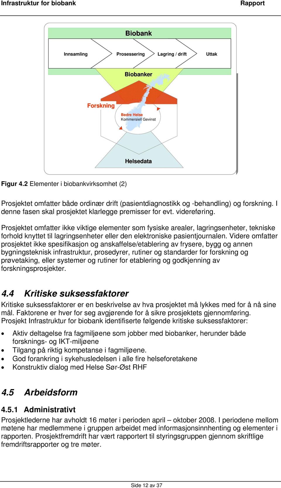 Prosjektet omfatter ikke viktige elementer som fysiske arealer, lagringsenheter, tekniske forhold knyttet til lagringsenheter eller den elektroniske pasientjournalen.