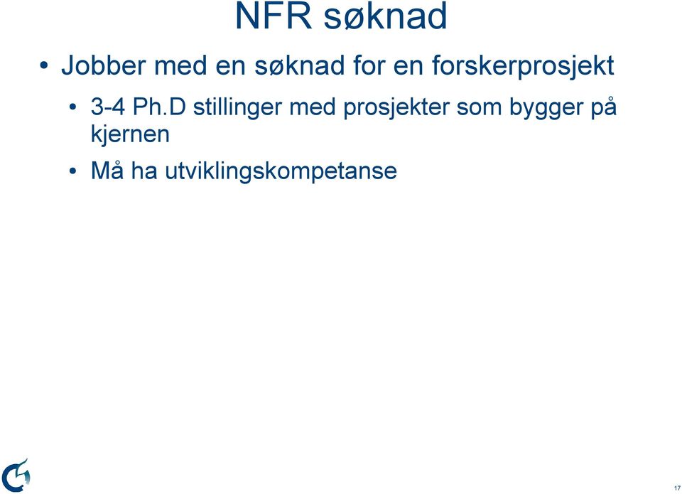 D stillinger med prosjekter som