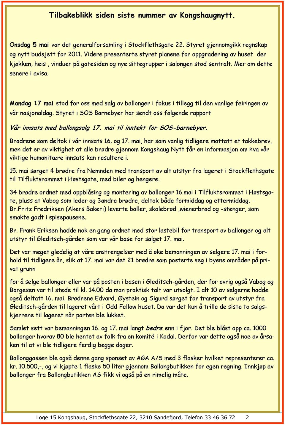 Mandag 17 mai stod for oss med salg av ballonger i fokus i tillegg til den vanlige feiringen av vår nasjonaldag. Styret i SOS Barnebyer har sendt oss følgende rapport Vår innsats med ballongsalg 17.