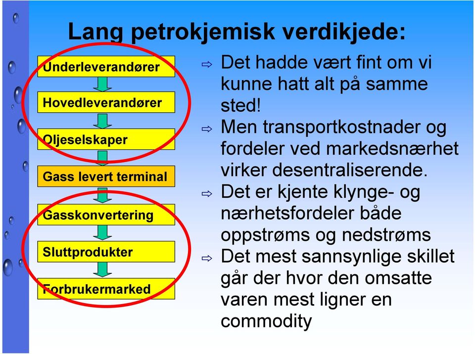 Men transportkostnader og fordeler ved markedsnærhet virker desentraliserende.