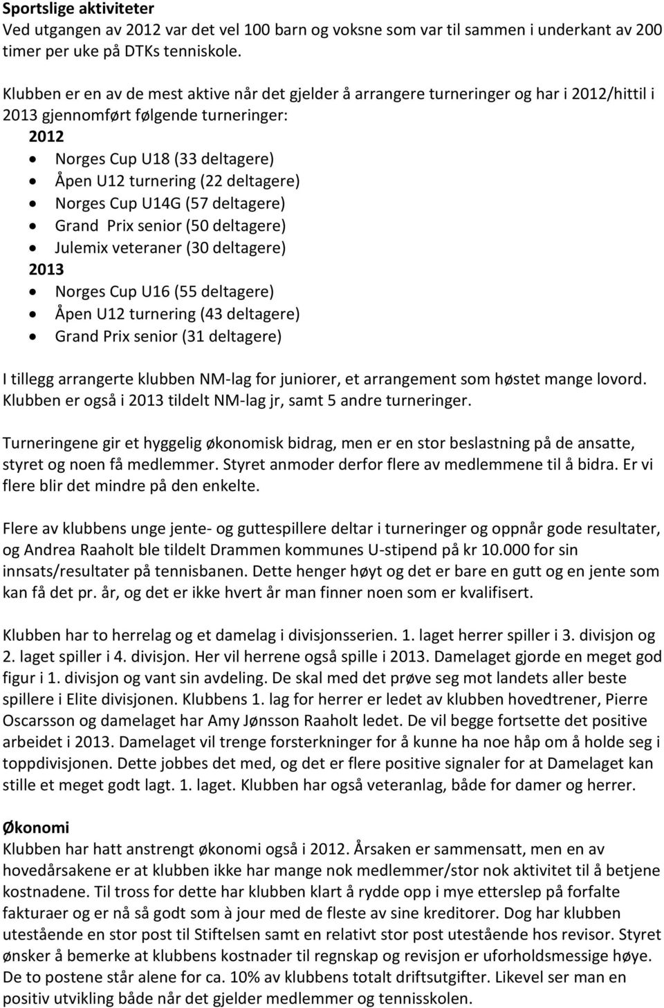 deltagere) Norges Cup U14G (57 deltagere) Grand Prix senior (50 deltagere) Julemix veteraner (30 deltagere) 2013 Norges Cup U16 (55 deltagere) Åpen U12 turnering (43 deltagere) Grand Prix senior (31