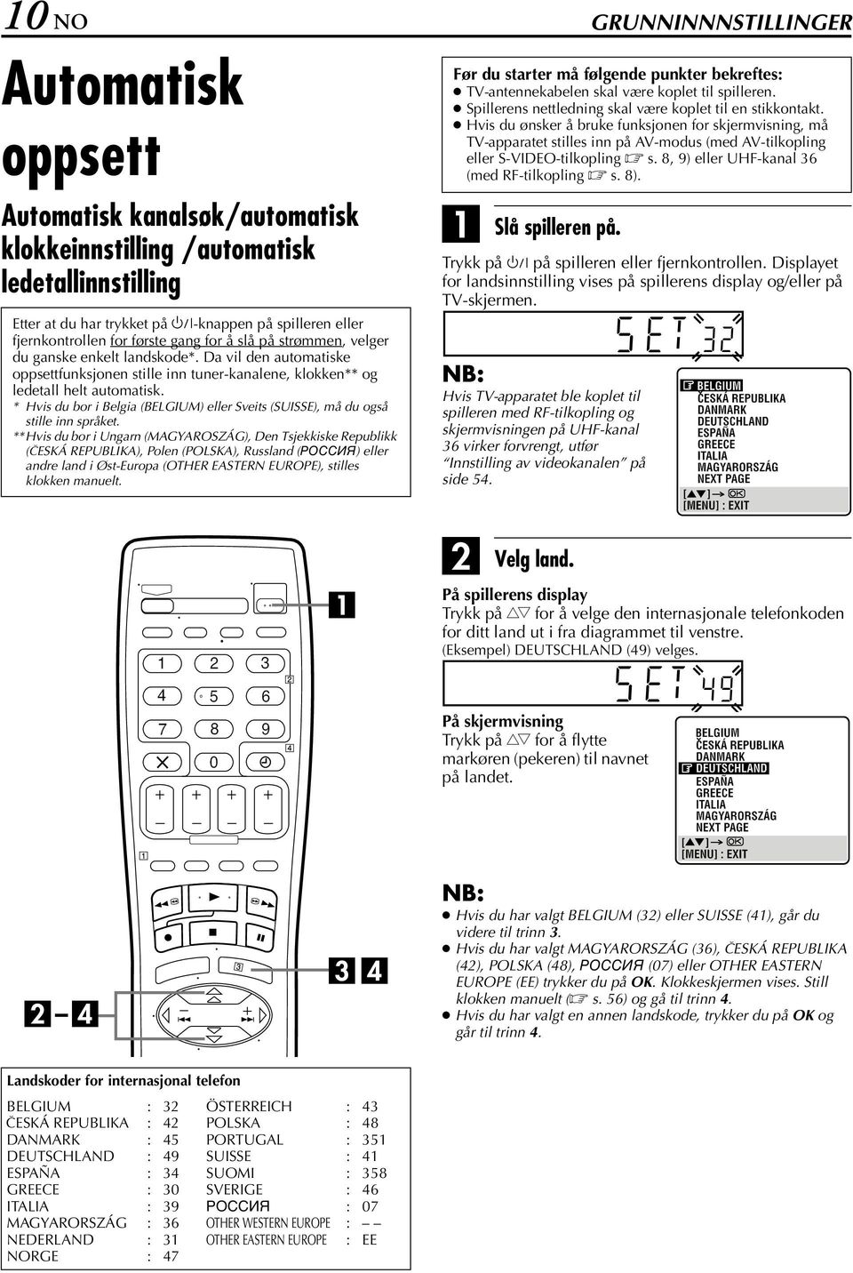 * Hvis du bor i elgia (ELGUM) eller Sveits (SUSSE), må du også stille inn språket.