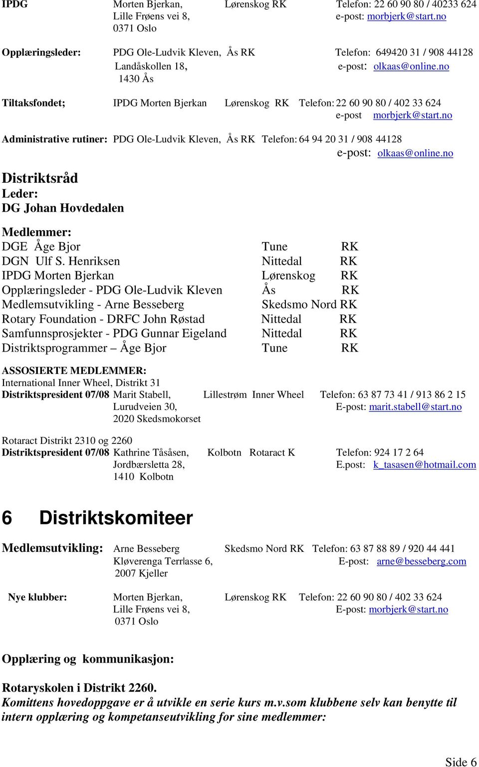 no 1430 Ås Tiltaksfondet; IPDG Morten Bjerkan Lørenskog RK Telefon: 22 60 90 80 / 402 33 624 e-post morbjerk@start.