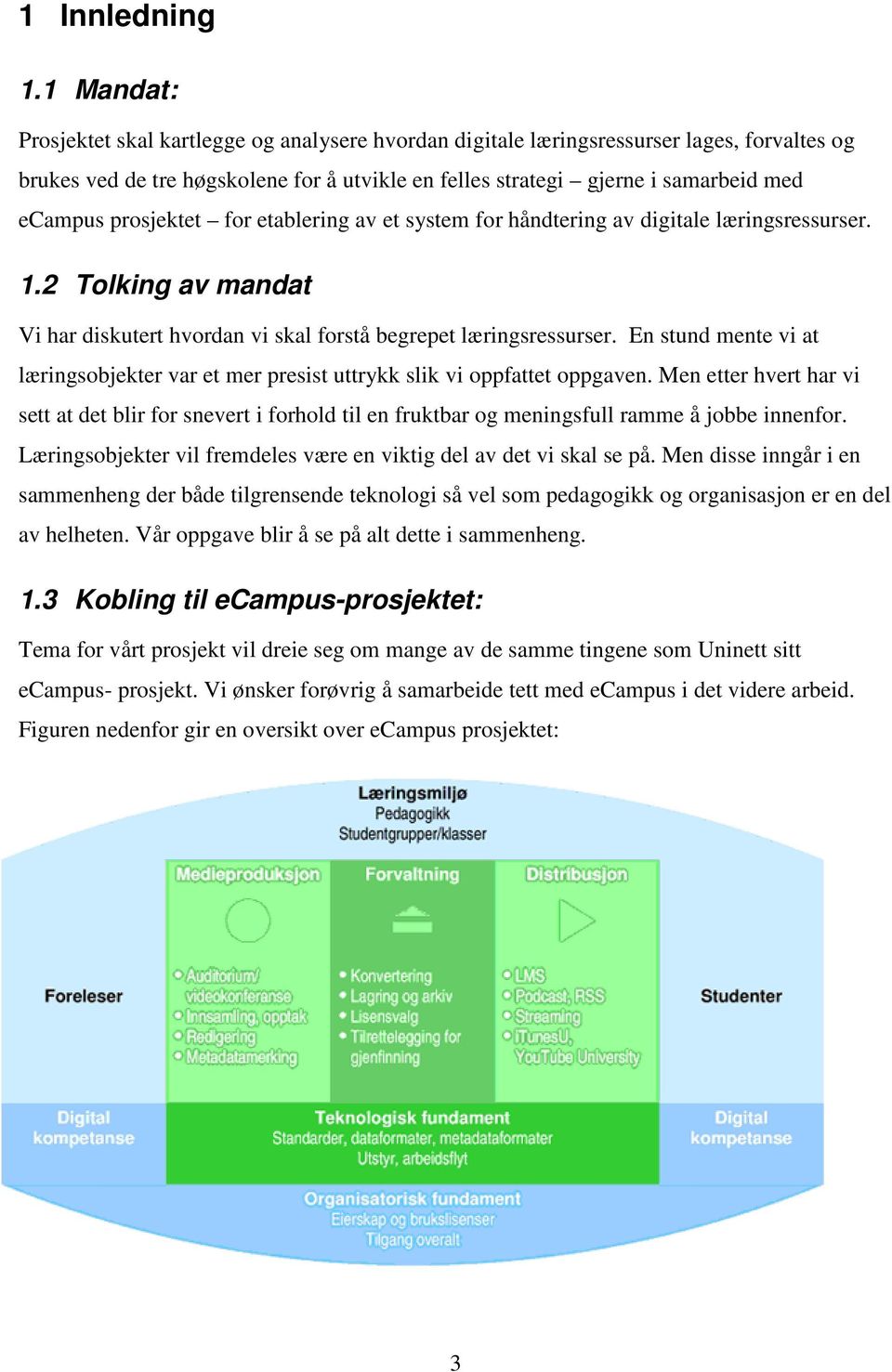 prosjektet for etablering av et system for håndtering av digitale læringsressurser. 1.2 Tolking av mandat Vi har diskutert hvordan vi skal forstå begrepet læringsressurser.