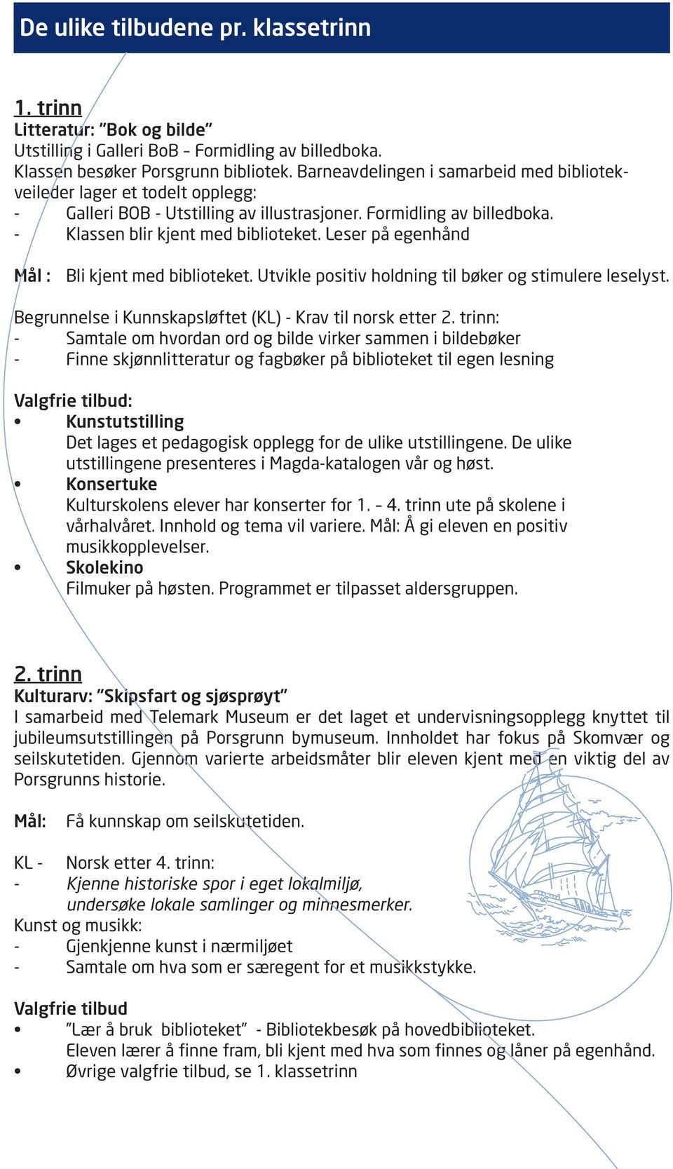 Leser på egenhånd Mål : Bli kjent med biblioteket. Utvikle positiv holdning til bøker og stimulere leselyst. Begrunnelse i Kunnskapsløftet (KL) - Krav til norsk etter 2.