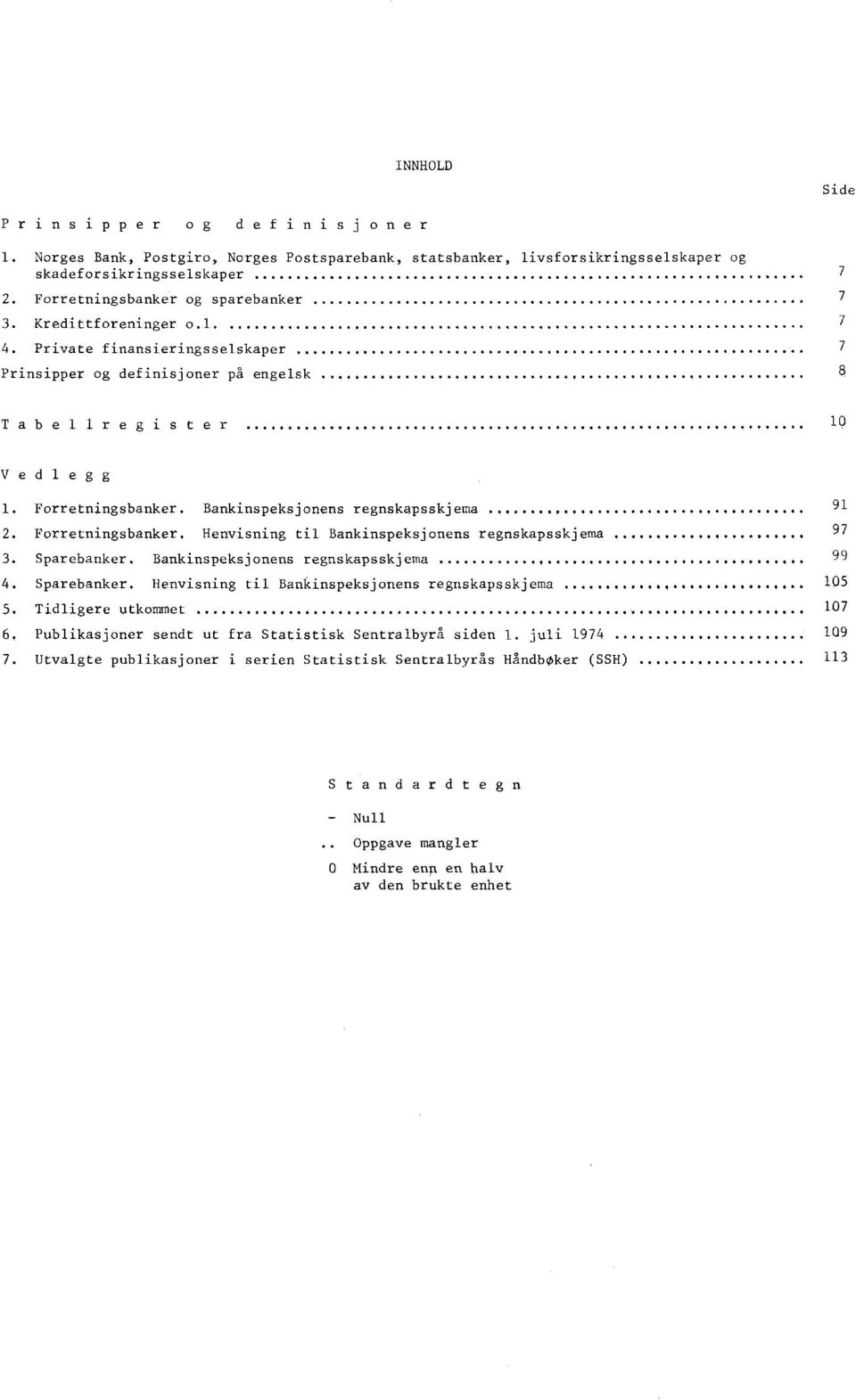 Forretningsbanker. Henvisning til Bankinspeksjonens regnskapsskjema 97 3. Sparebanker. Bankinspeksjonens regnskapsskjema 99 4. Sparebanker. Henvisning til Bankinspeksjonens regnskapsskjema 105 5.