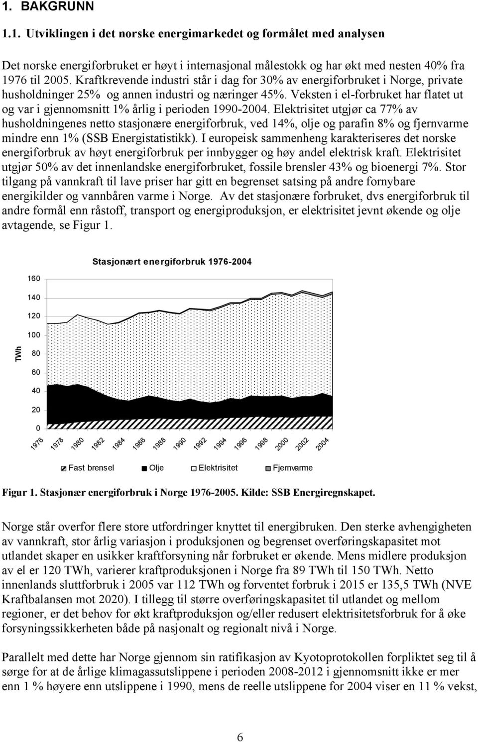 Veksten i el-forbruket har flatet ut og var i gjennomsnitt 1% årlig i perioden 1990-2004.