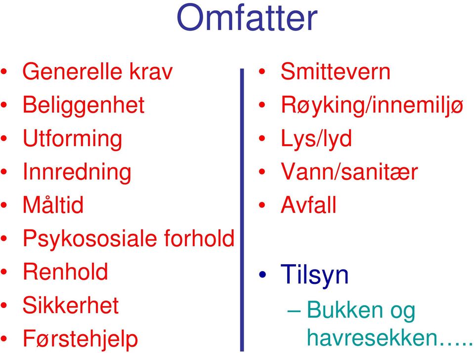 Sikkerhet Førstehjelp Smittevern Røyking/innemiljø