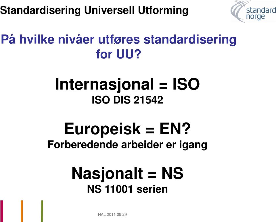 Internasjonal = ISO ISO DIS 21542