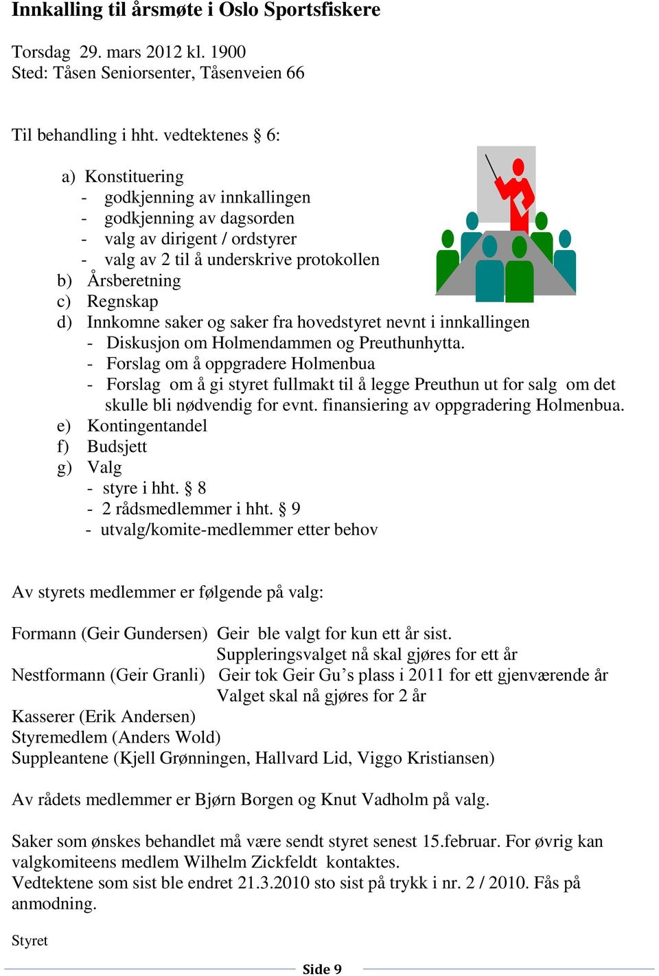 Innkomne saker og saker fra hovedstyret nevnt i innkallingen - Diskusjon om Holmendammen og Preuthunhytta.