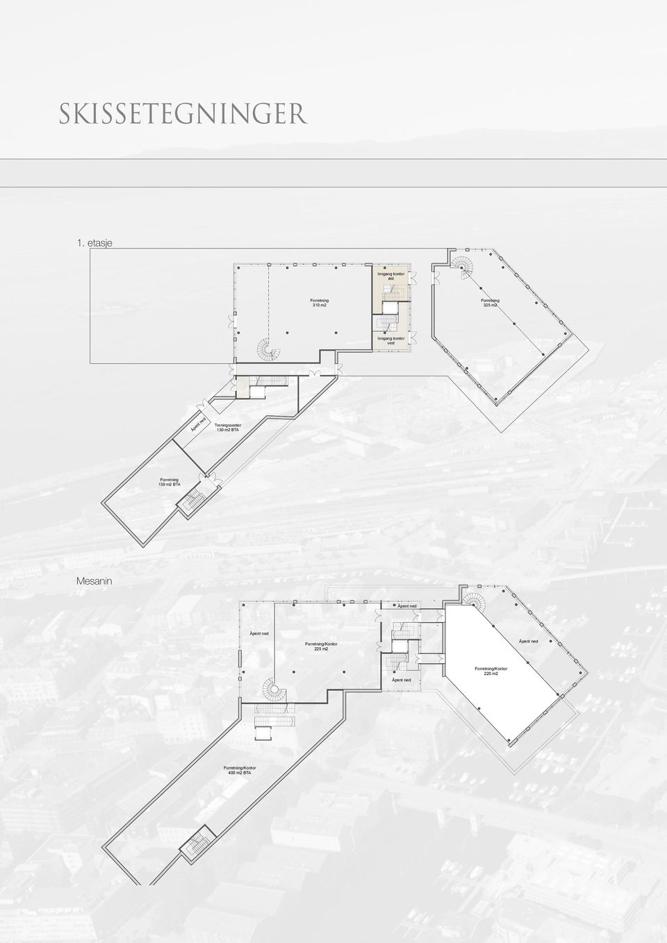 Åpent ned130 m2 BTA Forretning 130 m2 BTA Bassengbakken 2 - Utleieprospekt - Plan 1.