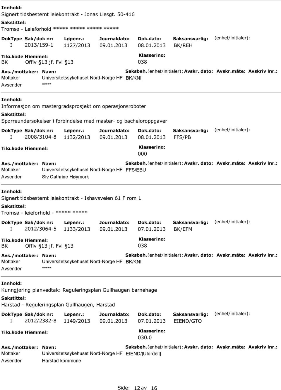 Spørreundersøkelser i forbindelse med master- og bacheloroppgaver 2008/3104-8 1132/2013 F/PB 000 Mottaker F/EB Siv Cathrine Høymork Signert tidsbestemt leiekontrakt - shavsveien