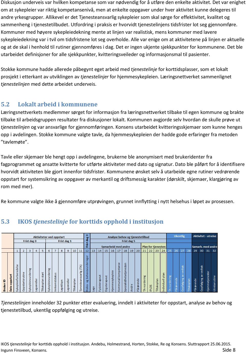 Allikevel er det Tjenesteansvarlig sykepleier som skal sørge for effektivitet, kvalitet og sammenheng i tjenestetilbudet.