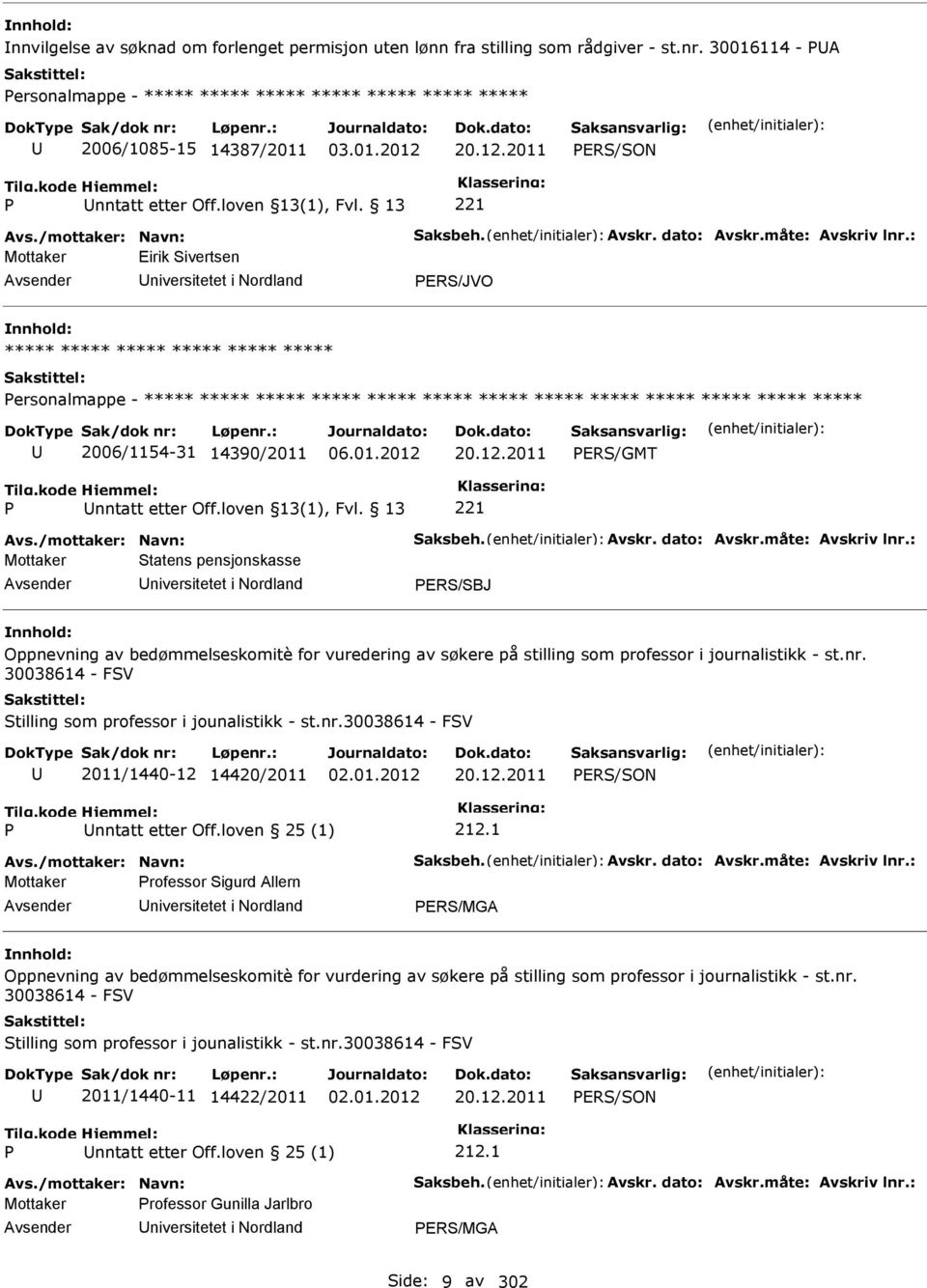 13 221 Eirik ivertsen niversitetet i Nordland PER/JVO ***** ***** ***** ***** ***** ***** Personalmappe - ***** ***** ***** ***** ***** ***** ***** ***** ***** ***** ***** ***** ***** 2006/1154-31