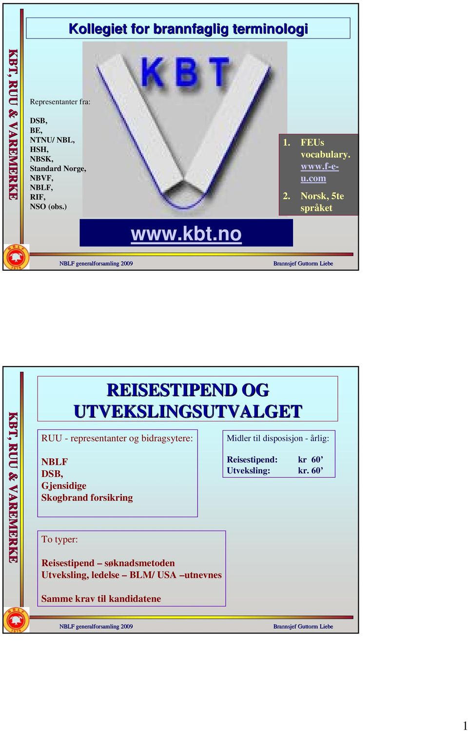 Norsk, 5te språket REISESTIPEND OG UTVEKSLINGSUTVALGET RUU - representanter og bidragsytere: NBLF DSB, Gjensidige