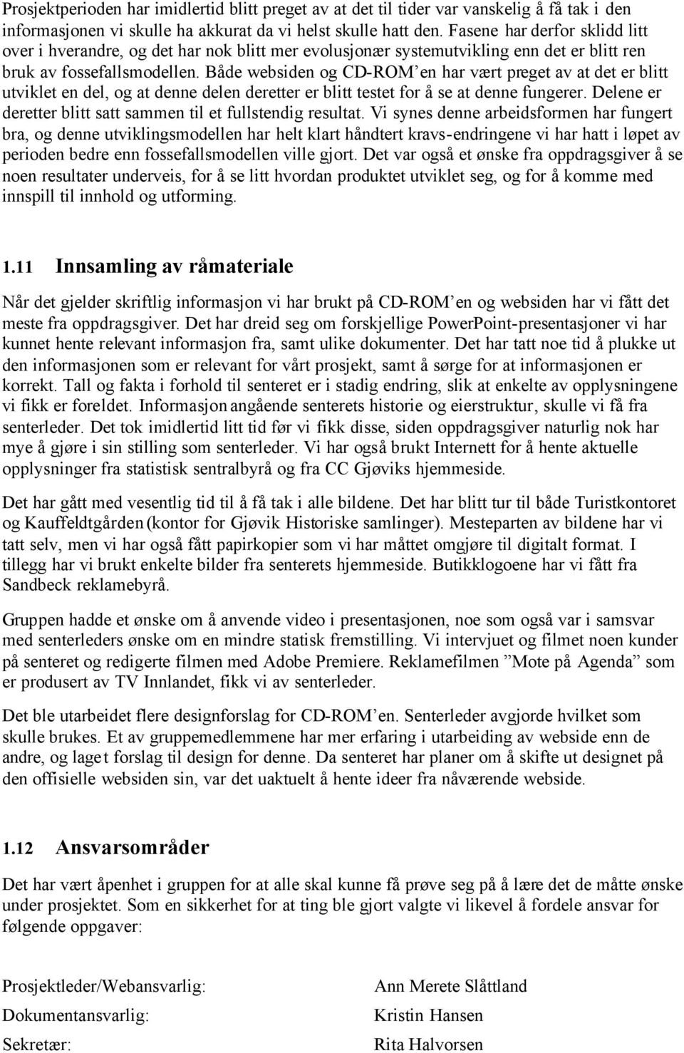 Både websiden og CD-ROM en har vært preget av at det er blitt utviklet en del, og at denne delen deretter er blitt testet for å se at denne fungerer.