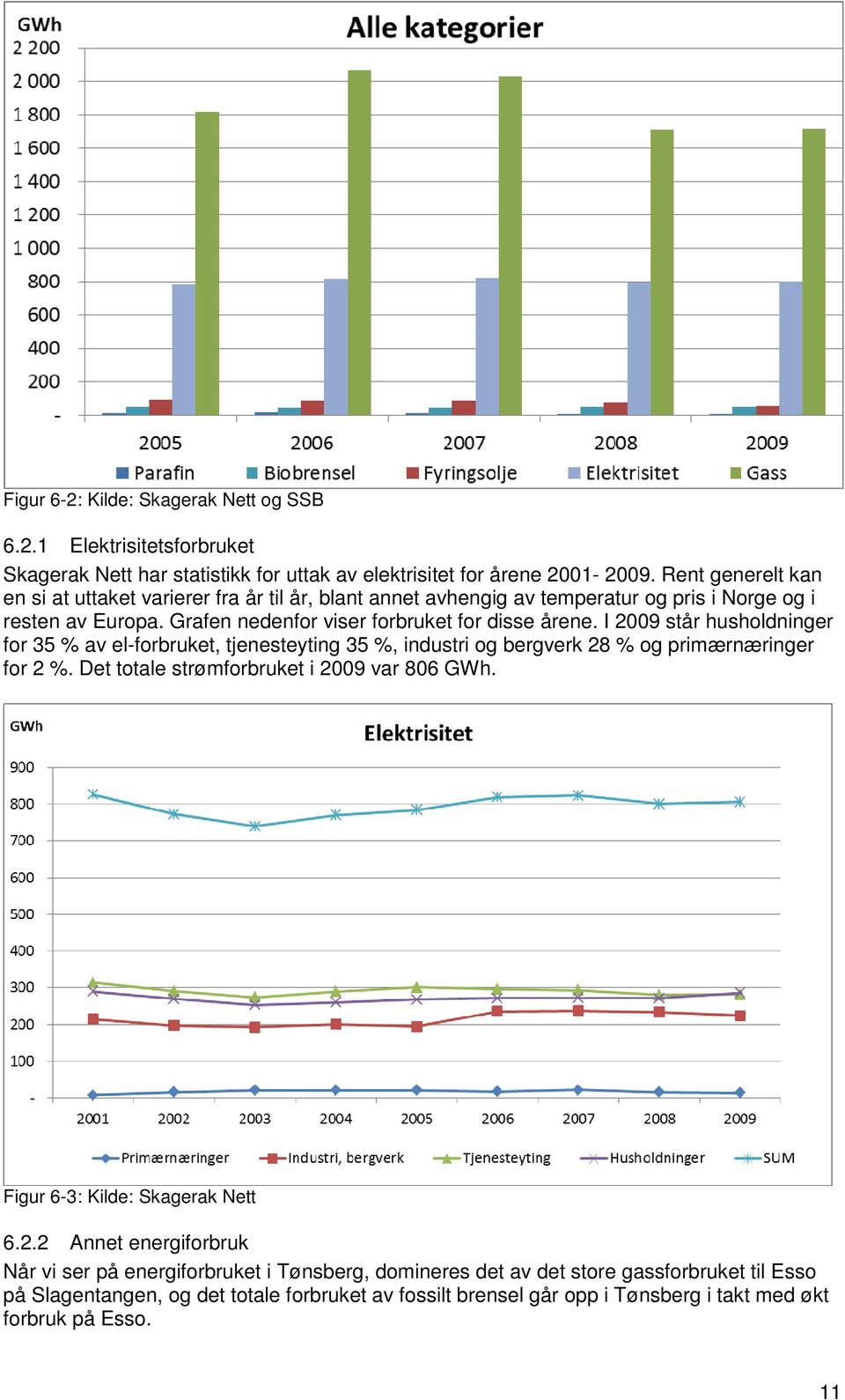 I 2009 står husholdninger for 35 % av el-forbruket, tjenesteyting 35 %, industri og bergverk 28 % og primærnæringer for 2 %. Det totale strømforbruket i 2009 var 806 GWh.