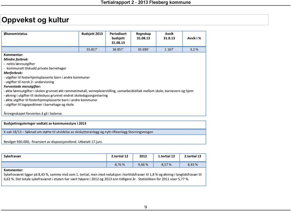 utgifter til norsk 2- undervisning Forventede merutgifter: - økte lønnsutgifter i skolen grunnet økt rammetimetall, vernepleierstilling, samarbeidstiltak mellom skole, barnevern og hjem - økning i