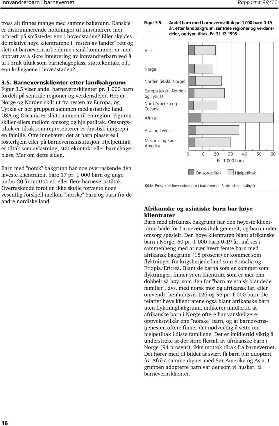 som barnehageplass, støttekontakt o.l., enn kollegaene i hovedstaden? 3.5. Barnevernsklienter etter landbakgrunn Figur 3.5 viser andel barnevernsklienter pr.