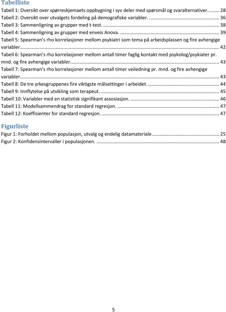 ... 39 Tabell 5: Spearman s rho korrelasjoner mellom psykiatri som tema på arbeidsplassen og fire avhengige variabler.