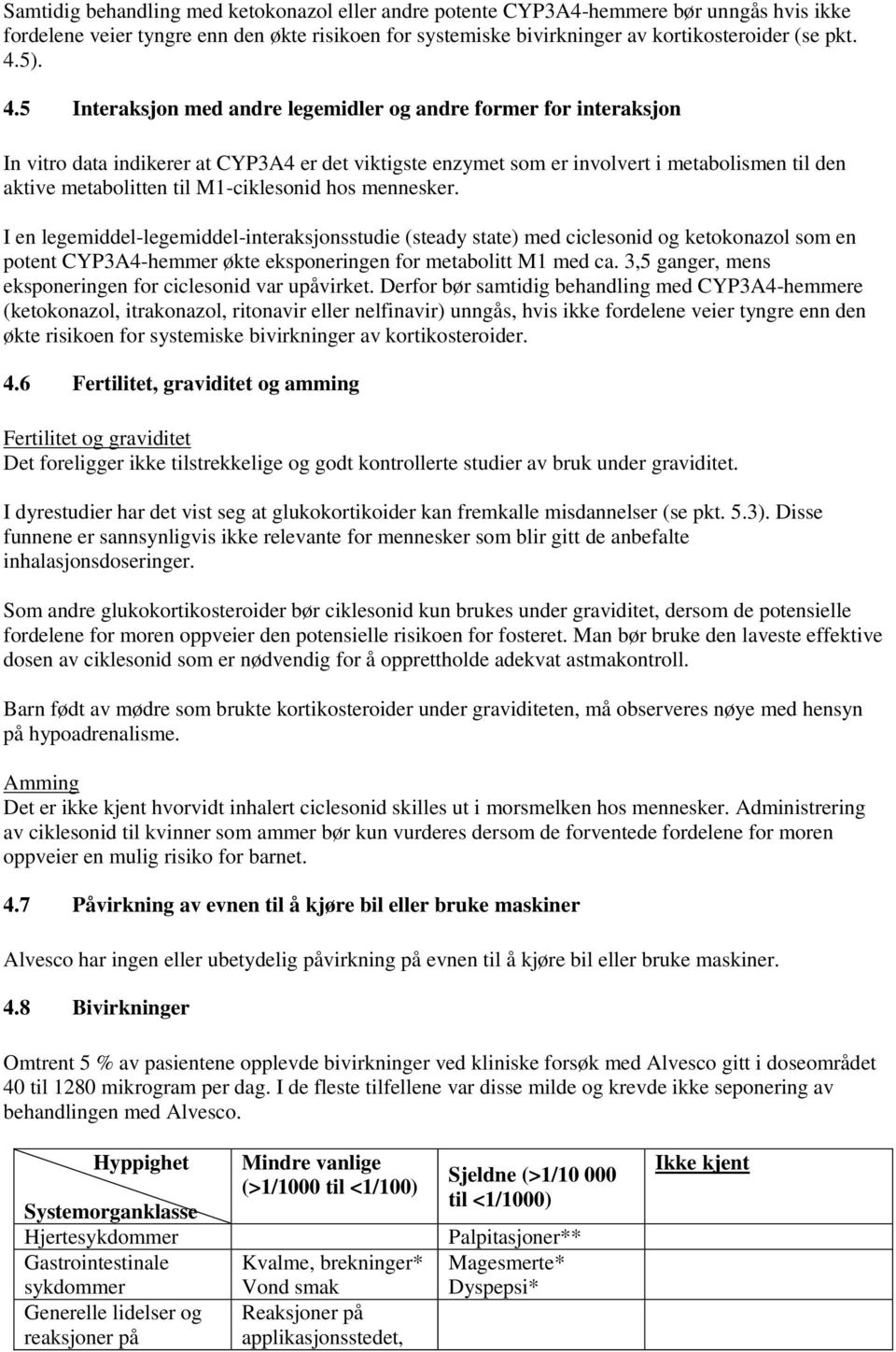 M1-ciklesonid hos mennesker. I en legemiddel-legemiddel-interaksjonsstudie (steady state) med ciclesonid og ketokonazol som en potent CYP3A4-hemmer økte eksponeringen for metabolitt M1 med ca.