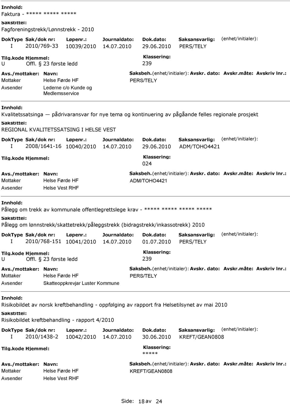 HELSE VEST 2008/1641-16 10040/2010 29.06.