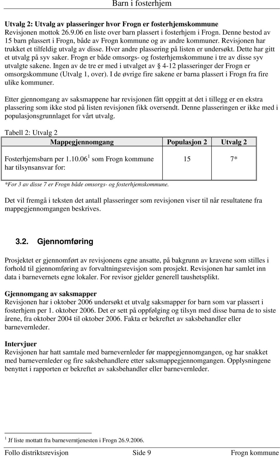 Dette har gitt et utvalg på syv saker. Frogn er både omsorgs- og fosterhjemskommune i tre av disse syv utvalgte sakene.