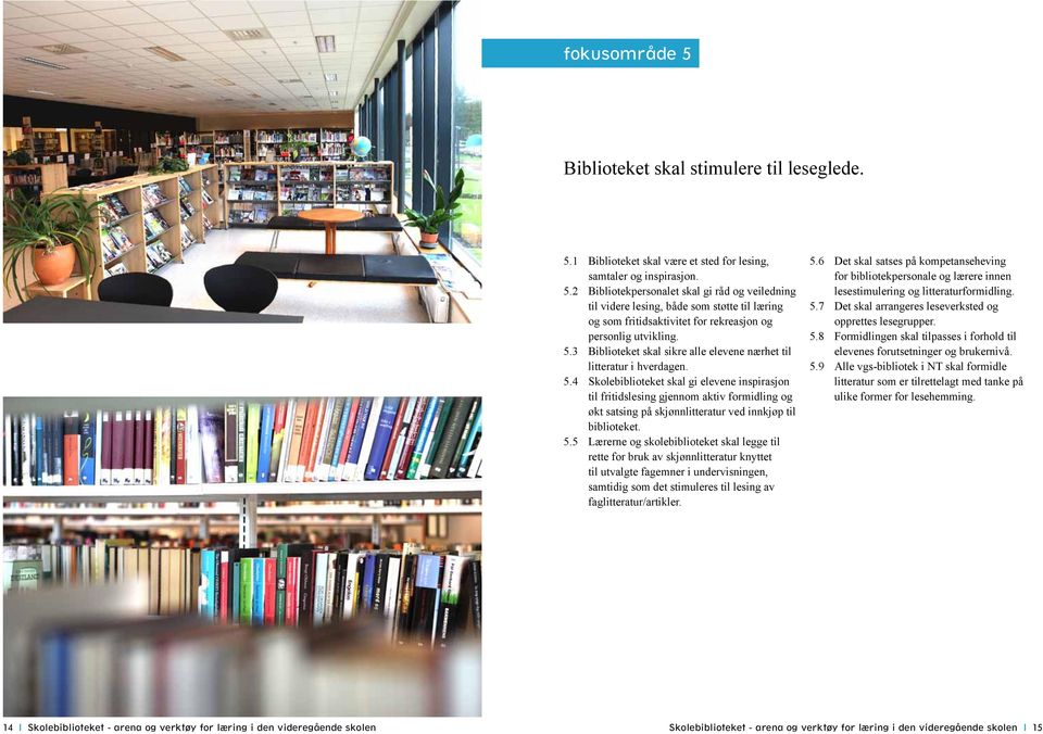 4 Skolebiblioteket skal gi elevene inspirasjon til fritidslesing gjennom aktiv formidling og økt satsing på skjønnlitteratur ved innkjøp til biblioteket. 5.