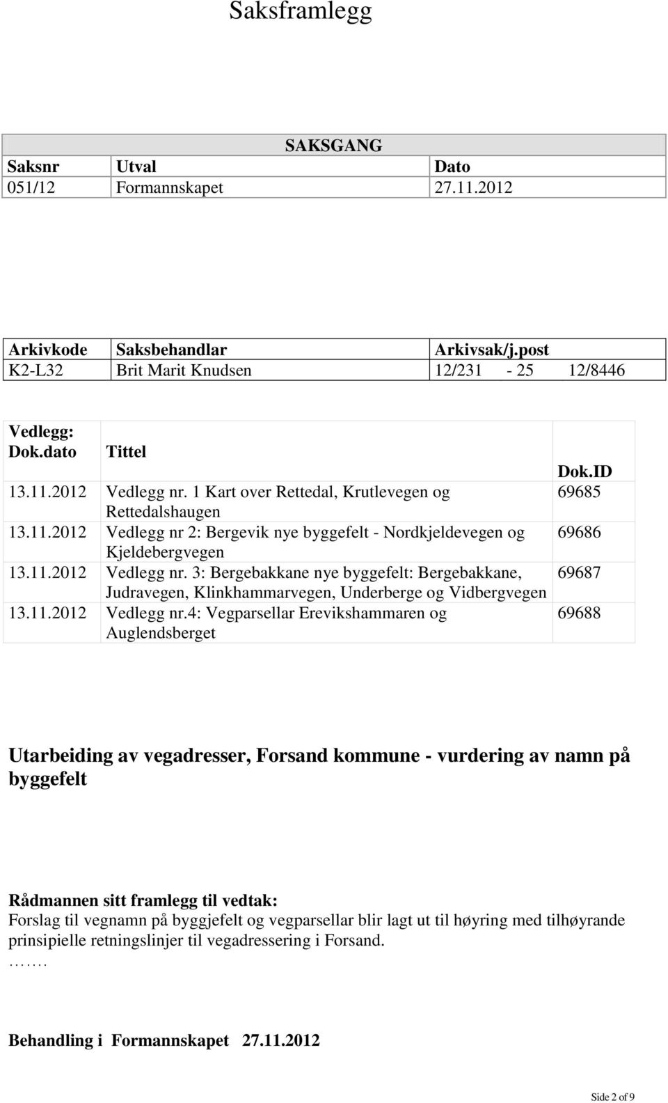 11.2012 Vedlegg nr.4: Vegparsellar Erevikshammaren og Auglendsberget Dok.