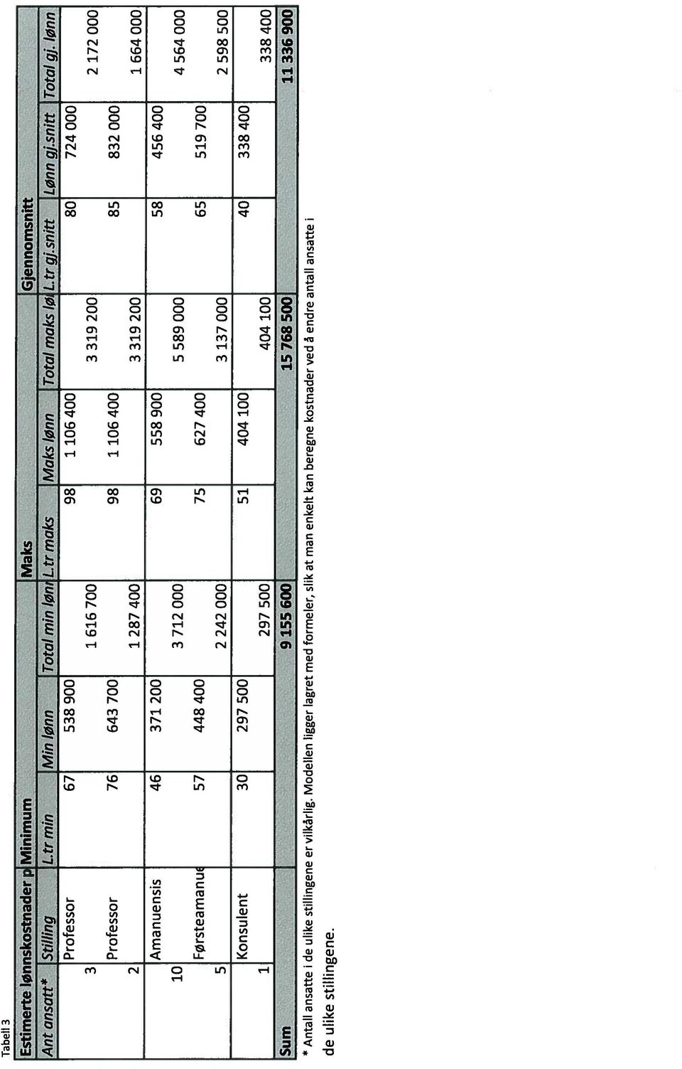 3712000 5589000 4564000 Førsteamanu 57 448400 75 627400 65 519700 5 2 242 000 3 137 000 2 598 500 Konsulent 30 297500 51 404100 40 338400 1 297500 404100 338400 Sum 9155600 15768500