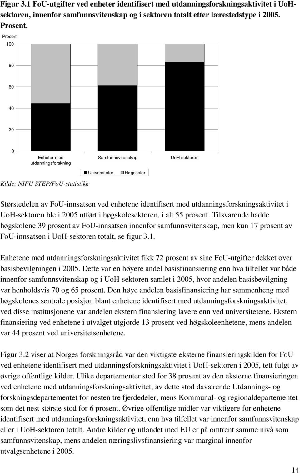 identifisert med utdanningsforskningsaktivitet i UoH-sektoren ble i 2005 utført i høgskolesektoren, i alt 55 prosent.