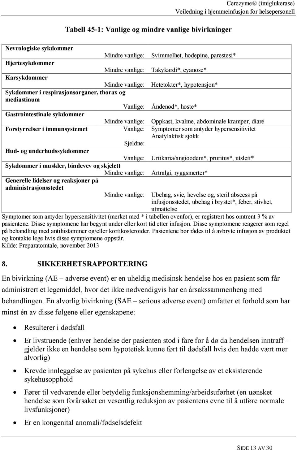 muskler, bindevev og skjelett Mindre vanlige: Generelle lidelser og reaksjoner på administrasjonsstedet Mindre vanlige: Svimmelhet, hodepine, parestesi* Takykardi*, cyanose* Hetetokter*, hypotensjon*