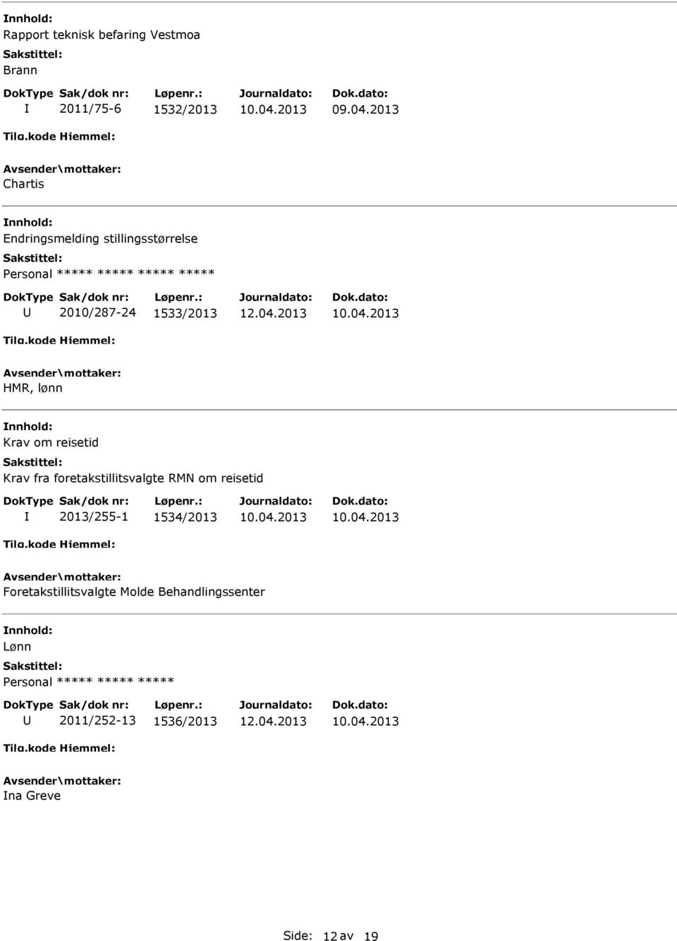 fra foretakstillitsvalgte RMN om reisetid 2013/255-1 1534/2013