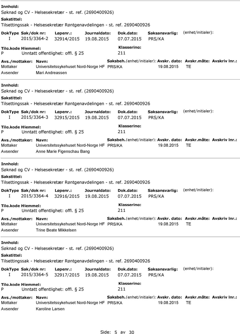 RS/KA Mottaker RS/KA TE Anne Marie Figenschau Bang nnhold: 2015/3364-4 32916/2015 07.