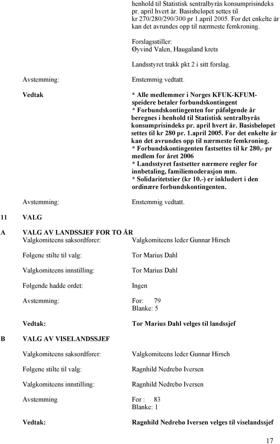 * Alle medlemmer i Norges KFUK-KFUMspeidere betaler forbundskontingent * Forbundskontingenten for påfølgende år beregnes i henhold til Statistisk sentralbyrås konsumprisindeks pr. april hvert år.