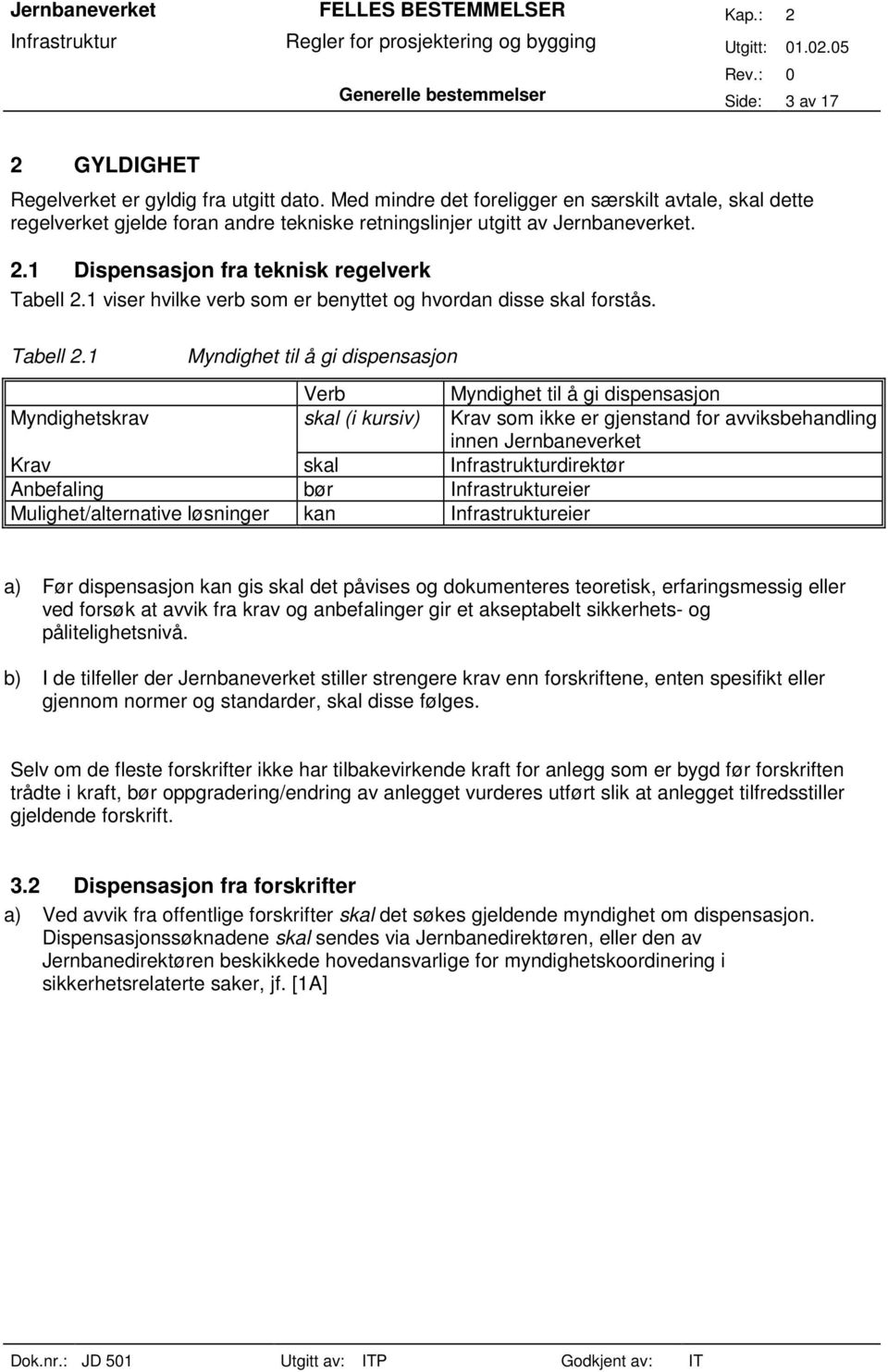 1 viser hvilke verb som er benyttet og hvordan disse skal forstås. Tabell 2.