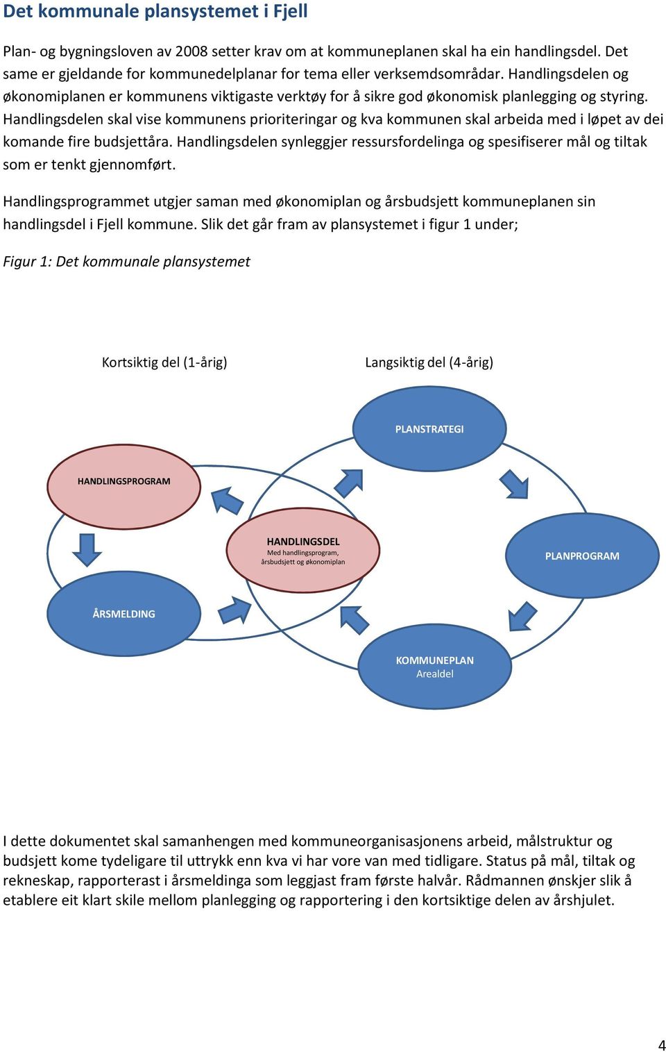 Handlingsdelen skal vise kommunens prioriteringar og kva kommunen skal arbeida med i løpet av dei komande fire budsjettåra.