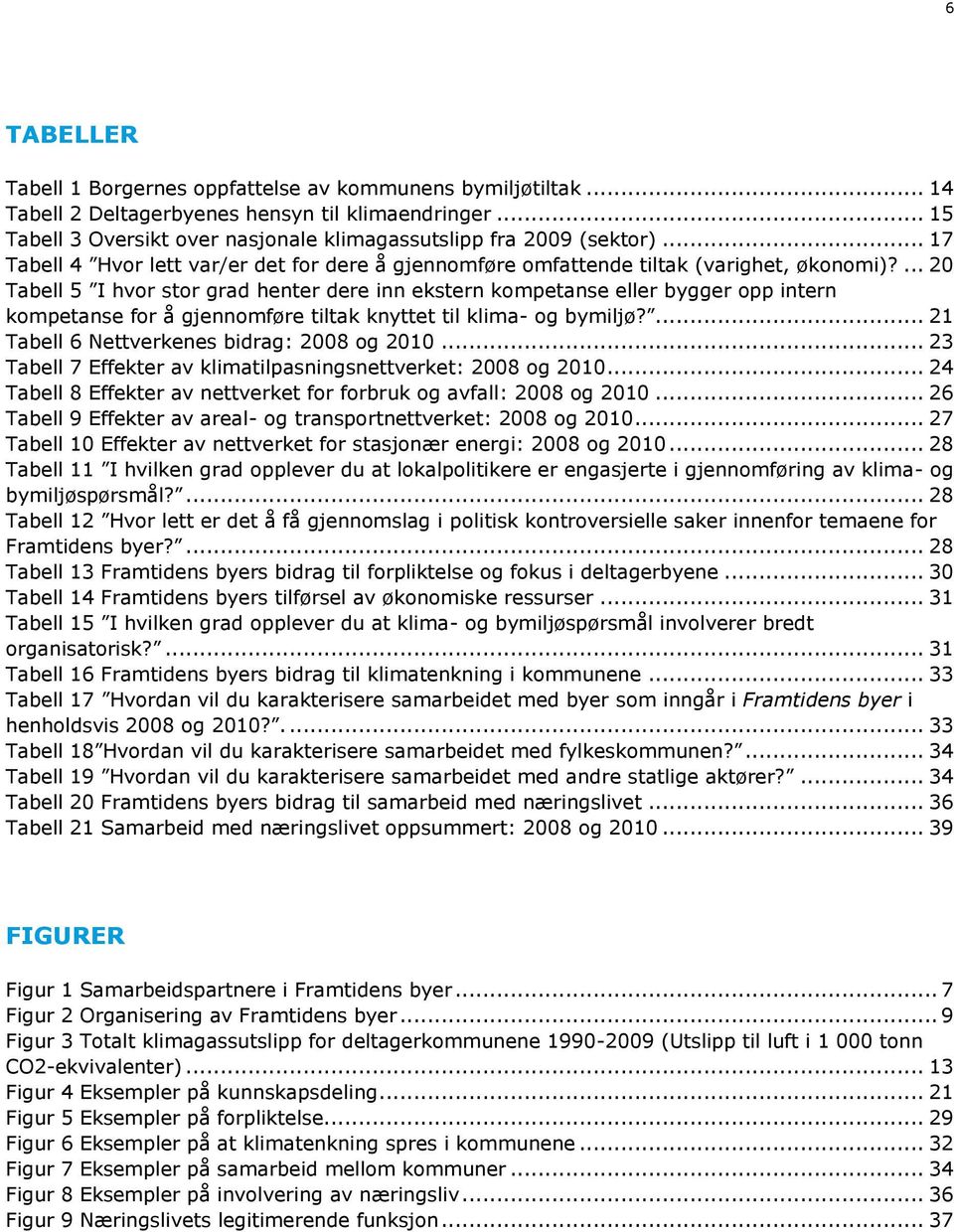 ... 20 Tabell 5 I hvor stor grad henter dere inn ekstern kompetanse eller bygger opp intern kompetanse for å gjennomføre tiltak knyttet til klima- og bymiljø?