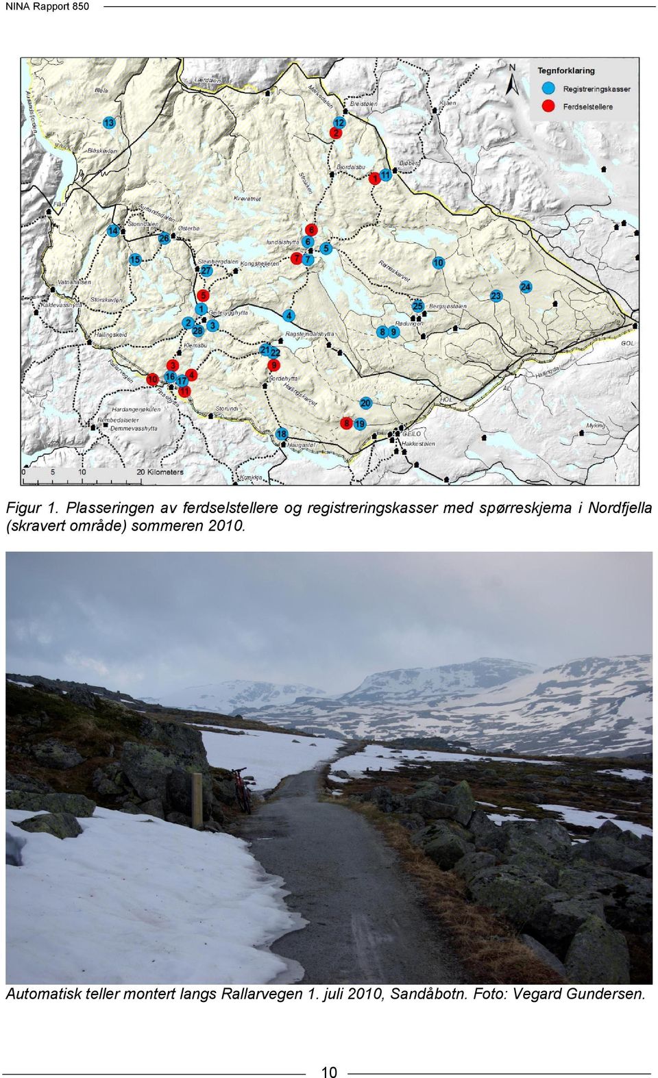 med spørreskjema i Nordfjella (skravert område)