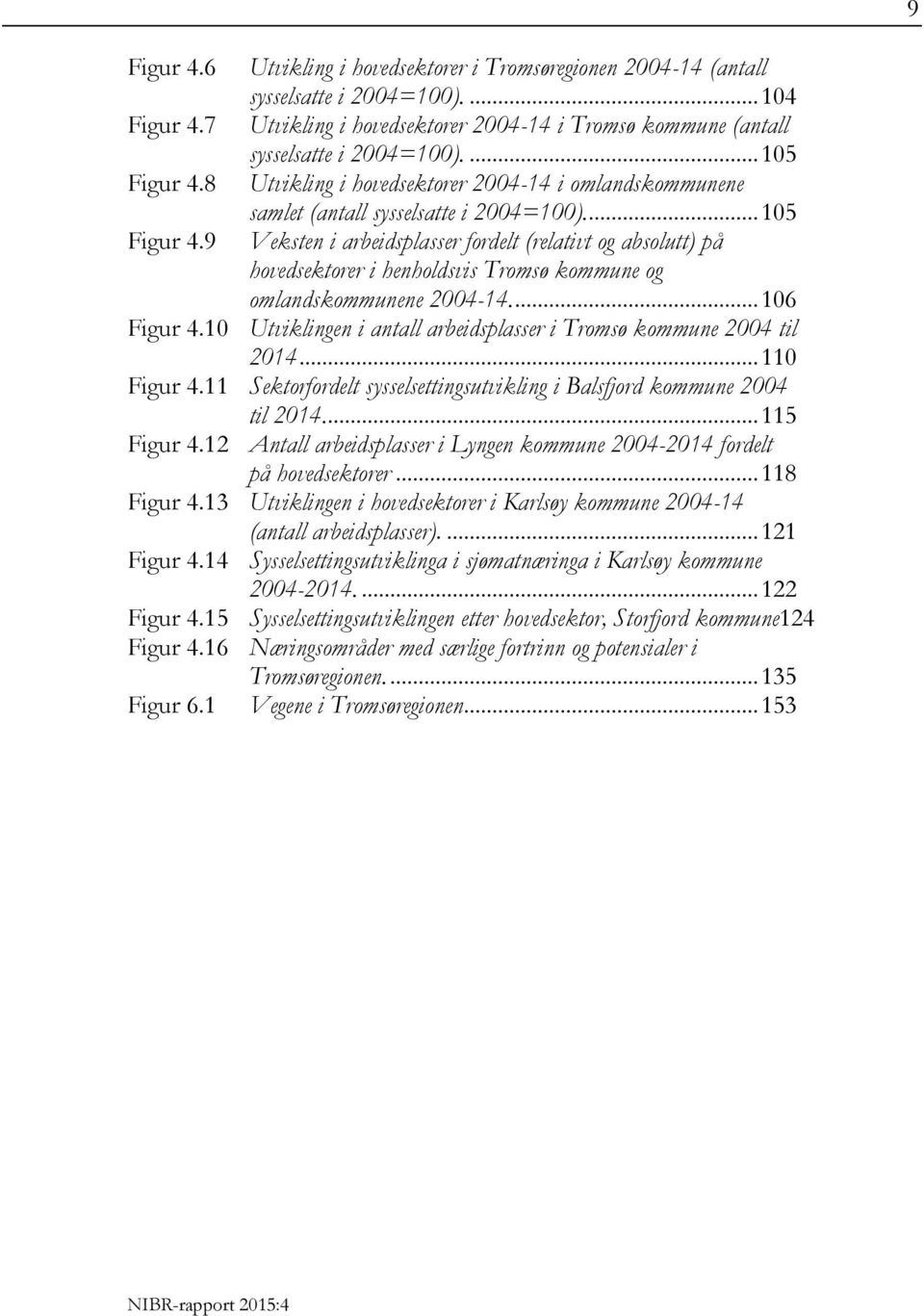 ... 106 Figur 4.10 Utviklingen i antall arbeidsplasser i Tromsø kommune 2004 til 2014... 110 Figur 4.11 Sektorfordelt sysselsettingsutvikling i Balsfjord kommune 2004 til 2014.... 115 Figur 4.