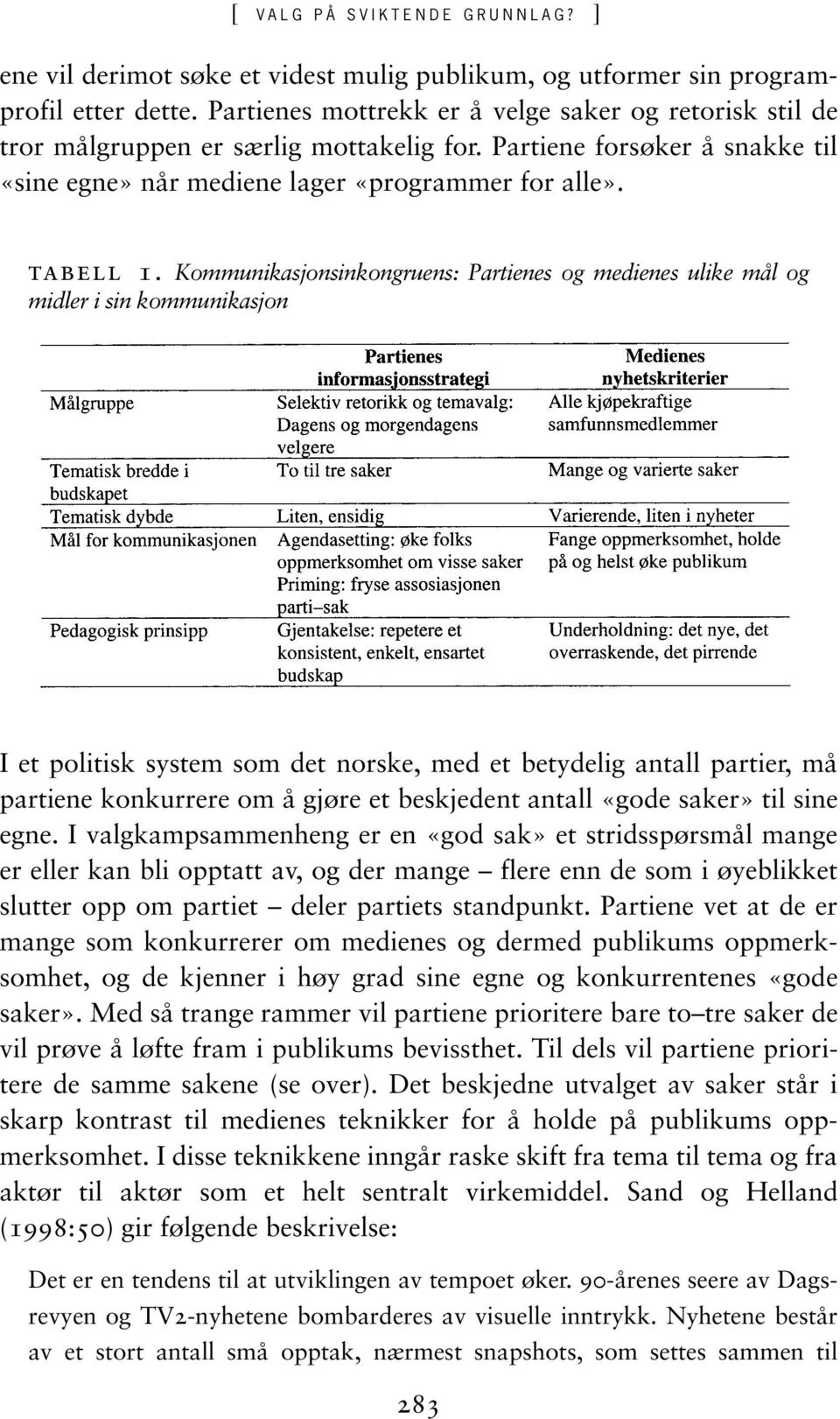 Kommunikasjonsinkongruens: Partienes og medienes ulike mål og midler i sin kommunikasjon I et politisk system som det norske, med et betydelig antall partier, må partiene konkurrere om å gjøre et