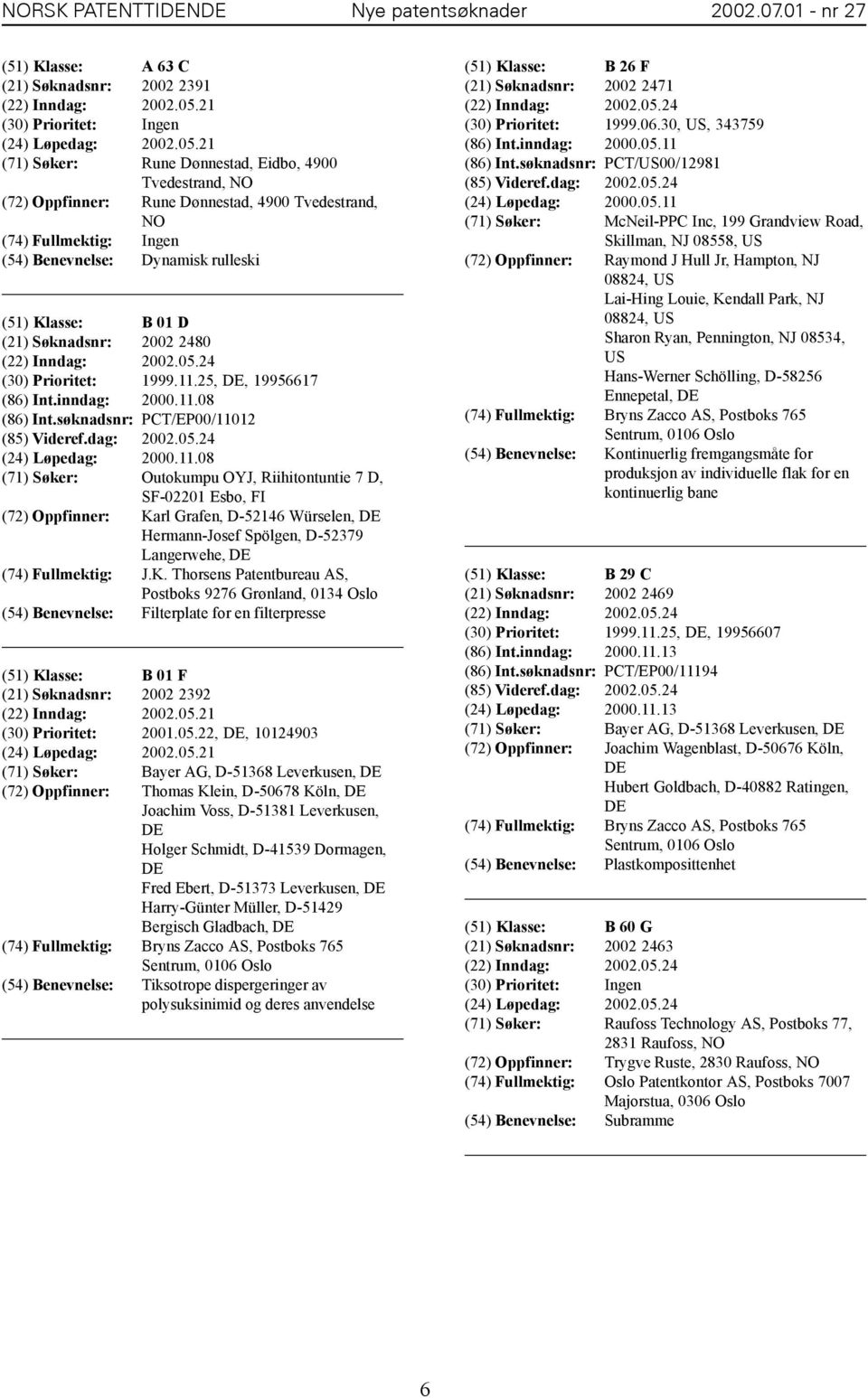 21 (71) Søker: Rune Dønnestad, Eidbo, 4900 Tvedestrand, NO (72) Oppfinner: Rune Dønnestad, 4900 Tvedestrand, NO (74) Fullmektig: Ingen (54) Benevnelse: Dynamisk rulleski (51) Klasse: B 01 D (21)