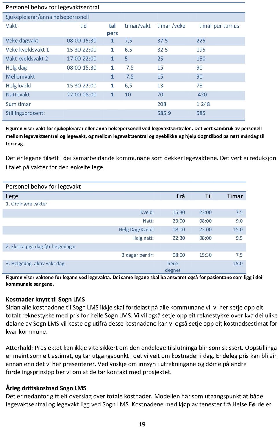 Stillingsprosent: 585,9 585 Figuren viser vakt for sjukepleiarar eller anna helsepersonell ved legevaktsentralen.