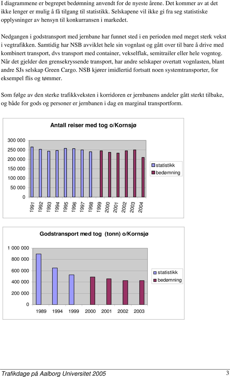 Nedgangen i godstransport med jernbane har funnet sted i en perioden med meget sterk vekst i vegtrafikken.