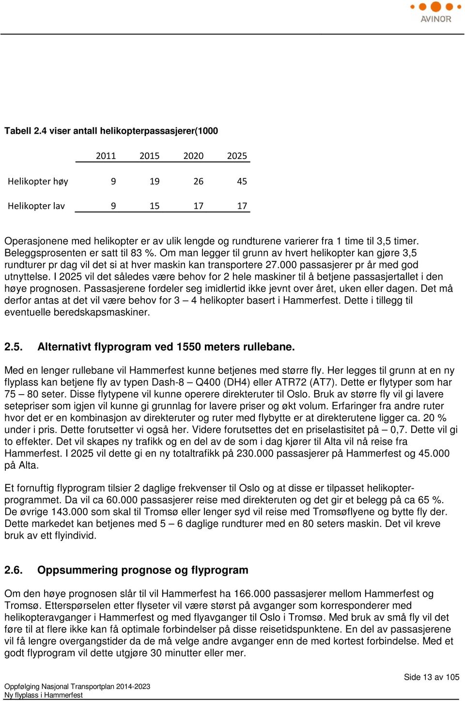 3,5 timer. Beleggsprosenten er satt til 83 %. Om man legger til grunn av hvert helikopter kan gjøre 3,5 rundturer pr dag vil det si at hver maskin kan transportere 27.