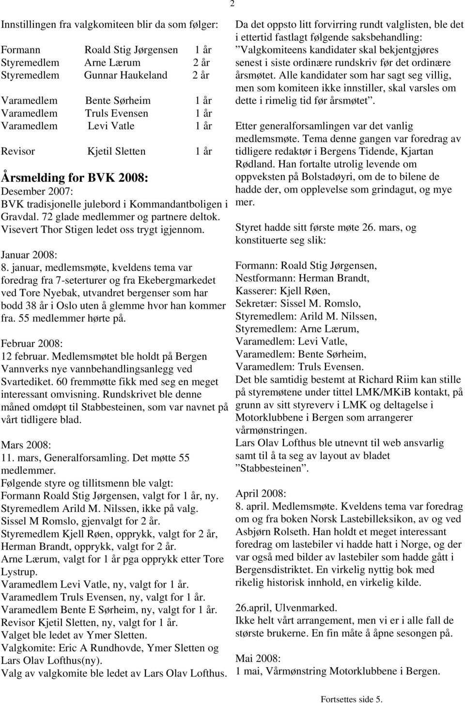 72 glade medlemmer og partnere deltok. Visevert Thor Stigen ledet oss trygt igjennom. Januar 2008: 8.