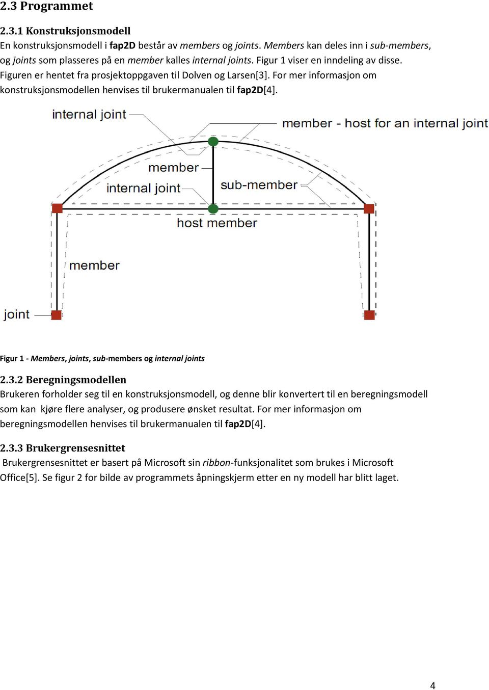 Figur 1 - Members, joints, sub-members og internal joints 2.3.