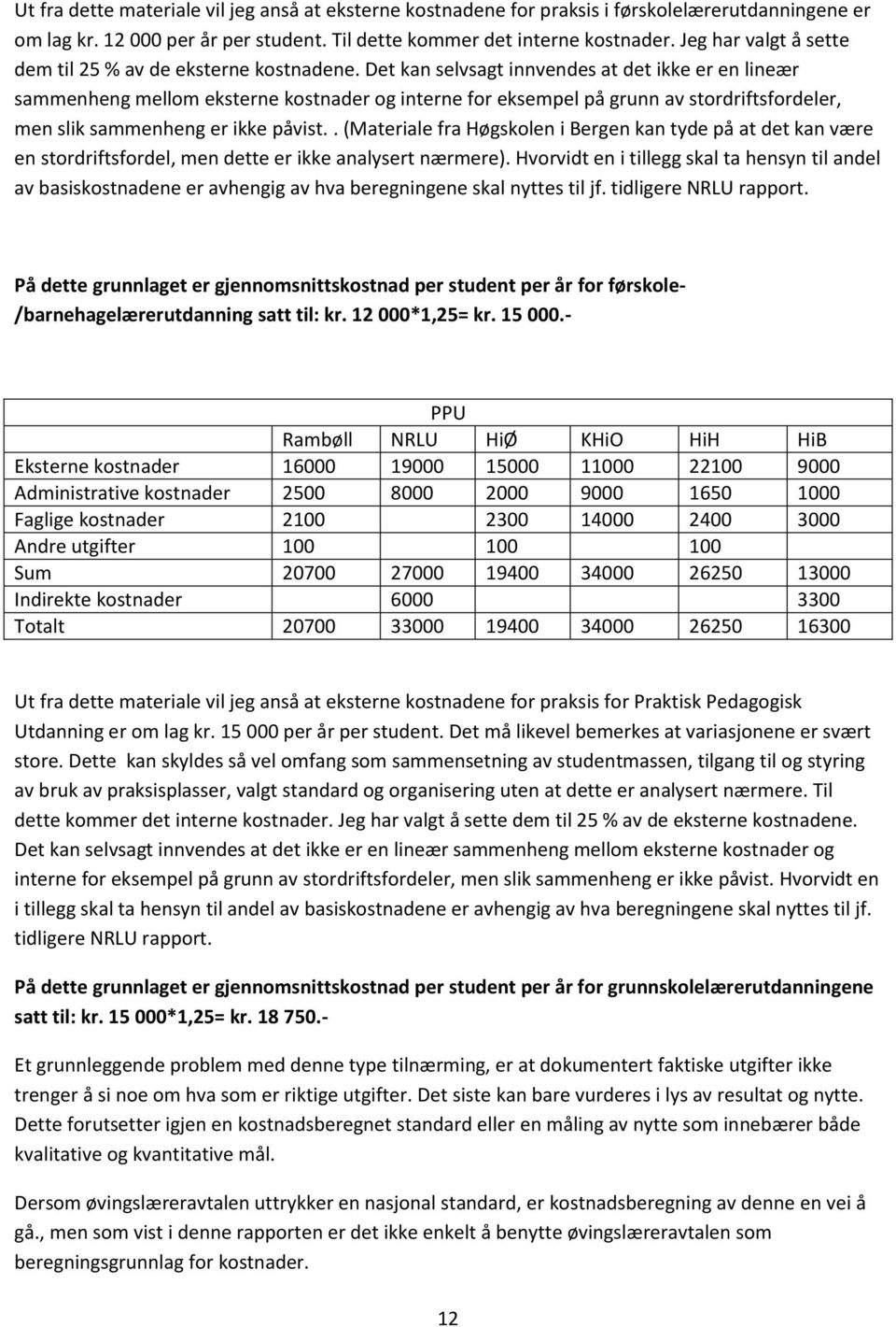 Det kan selvsagt innvendes at det ikke er en lineær sammenheng mellom eksterne kostnader og interne for eksempel på grunn av stordriftsfordeler, men slik sammenheng er ikke påvist.