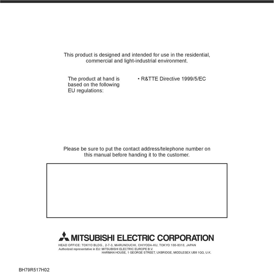 address/telephone number on this manual before handing it to the customer. HEAD OFFICE: TOKYO BLDG.